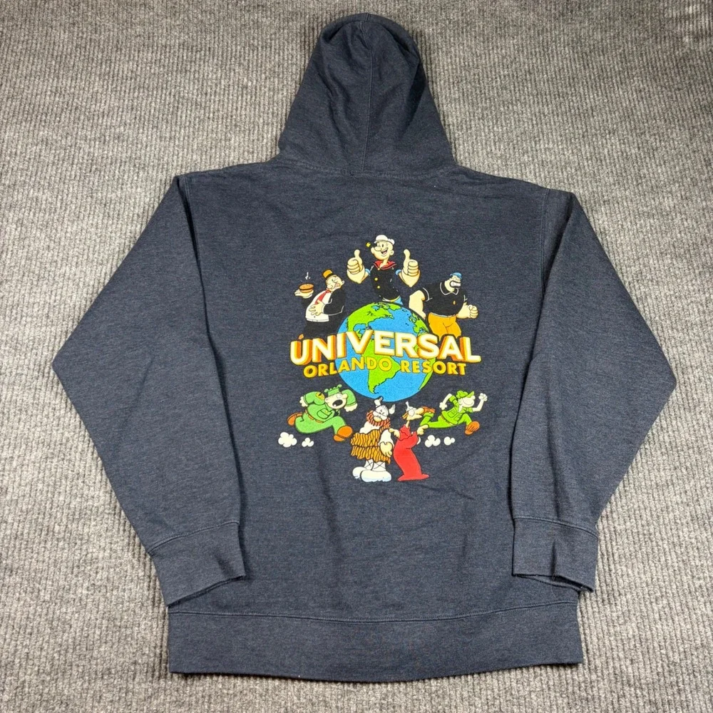 Universal Studios‎ Hoodie Men's M Orlando Resort Gray Zip Up Popeye Characters